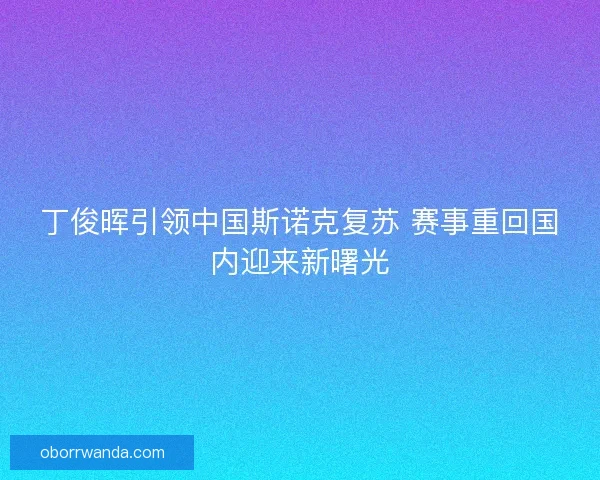 丁俊晖引领中国斯诺克复苏 赛事重回国内迎来新曙光